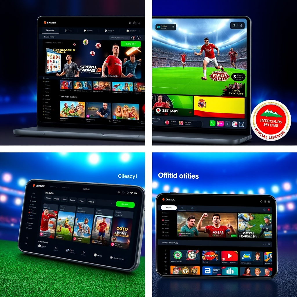 Imagen representativa de las mejores plataformas de entretenimiento digital en España mostrando interfaces modernas de juegos online y aplicaciones de apuestas deportivas con licencia oficial