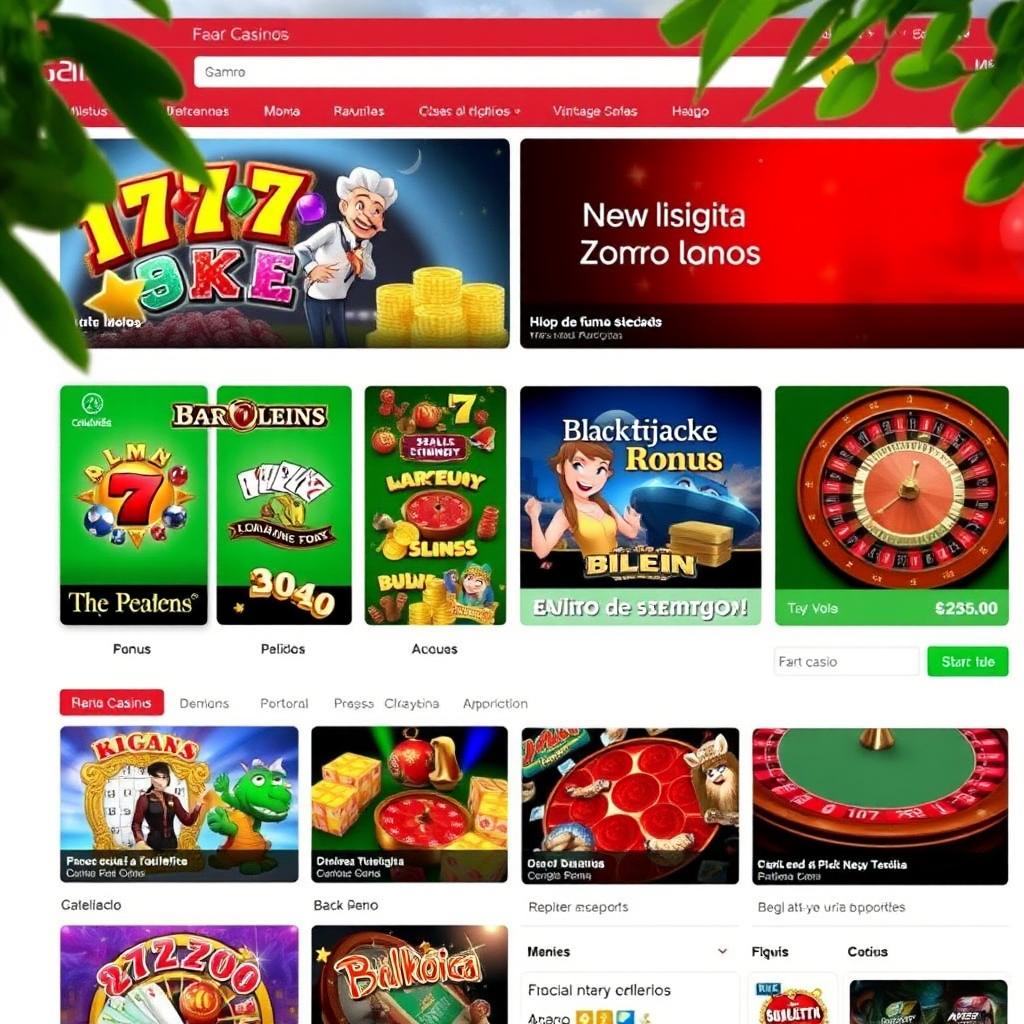Captura de pantalla de una plataforma de casino online española mostrando una variedad de juegos de slots, ruleta y blackjack con interfaz moderna y colorida