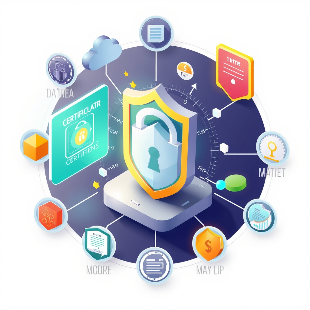 Ilustración conceptual de plataformas de gaming seguras y confiables, con elementos de seguridad digital y certificaciones